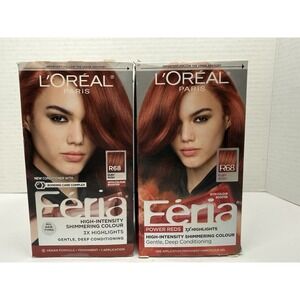 2 New L'Oréal Feria High Intensity Shimmering Hair  R68 Ruby Rush Rich Auburn